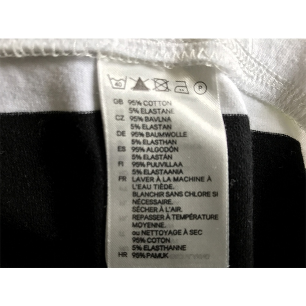 H&M Basic White Black Horizontal Striped Skirt M - image 6